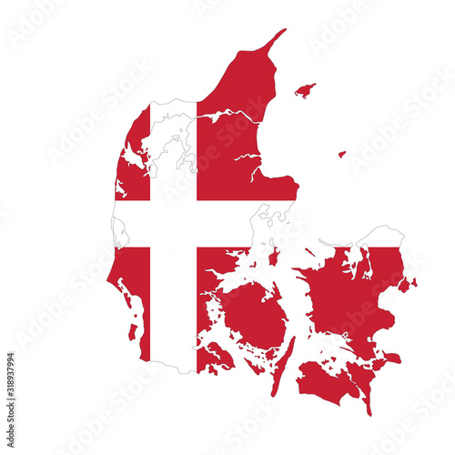 Fotografia vector map of Denmark with ensign on white background