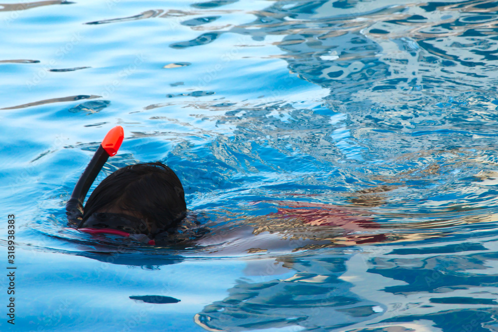 Unidentified child snorkeling in water