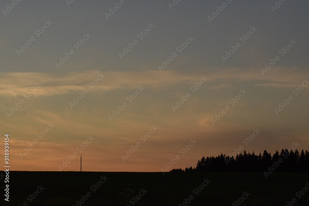 sunset over field