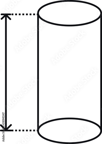 height cylinder icon, area or size, dimension icon