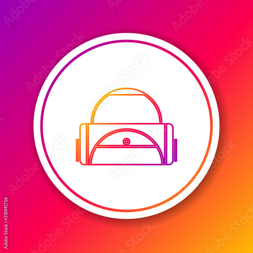 Color line Sport bag icon isolated on color background. Circle white button. Vector Illustration