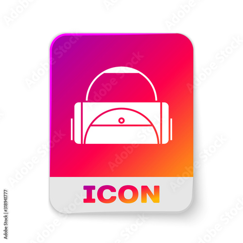 White Sport bag icon isolated on white background. Rectangle color button. Vector Illustration