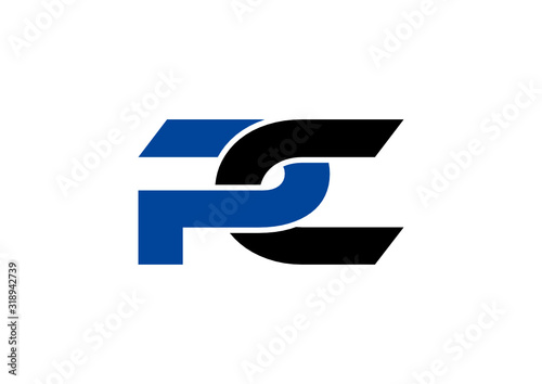 Letter PC simple logo design vector