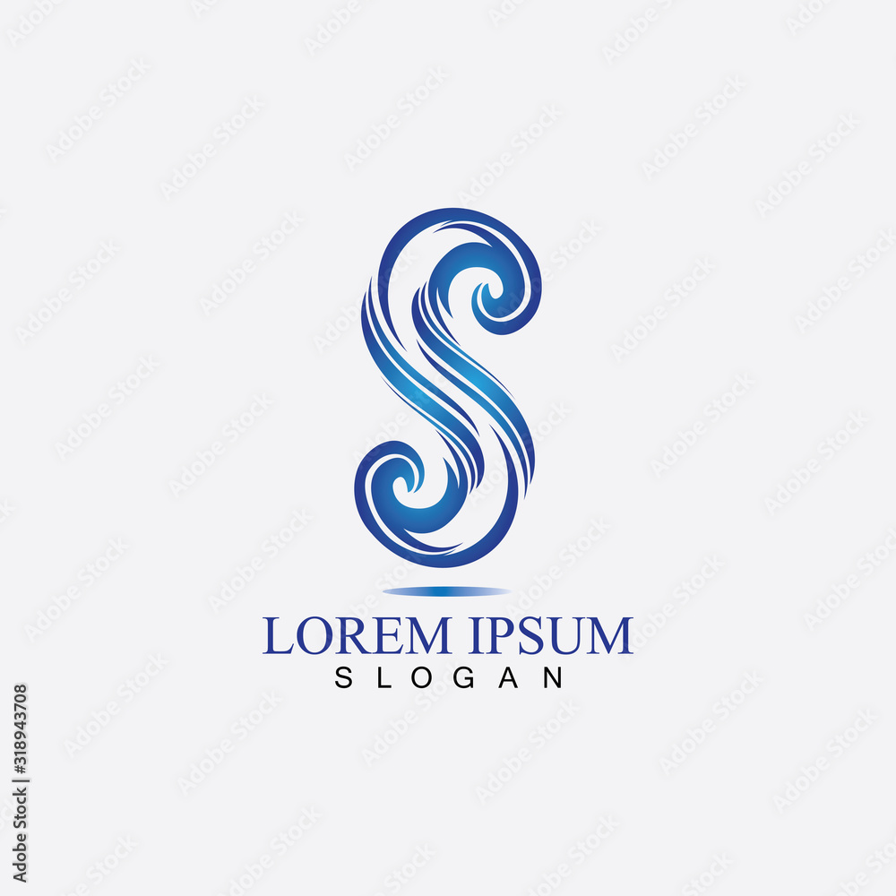 Fototapeta premium S letter water splash logo design template