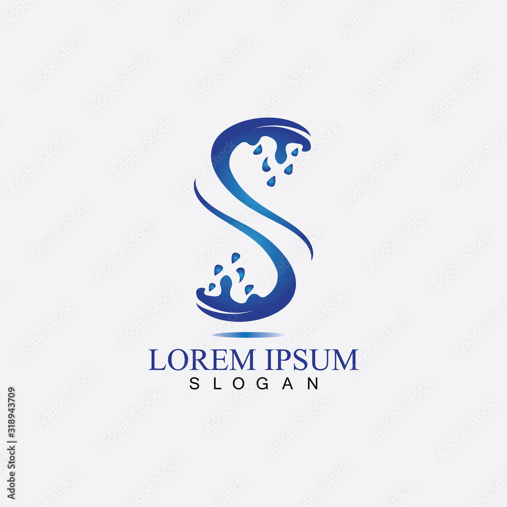 S letter water splash logo design template S letter water splash logo design template
