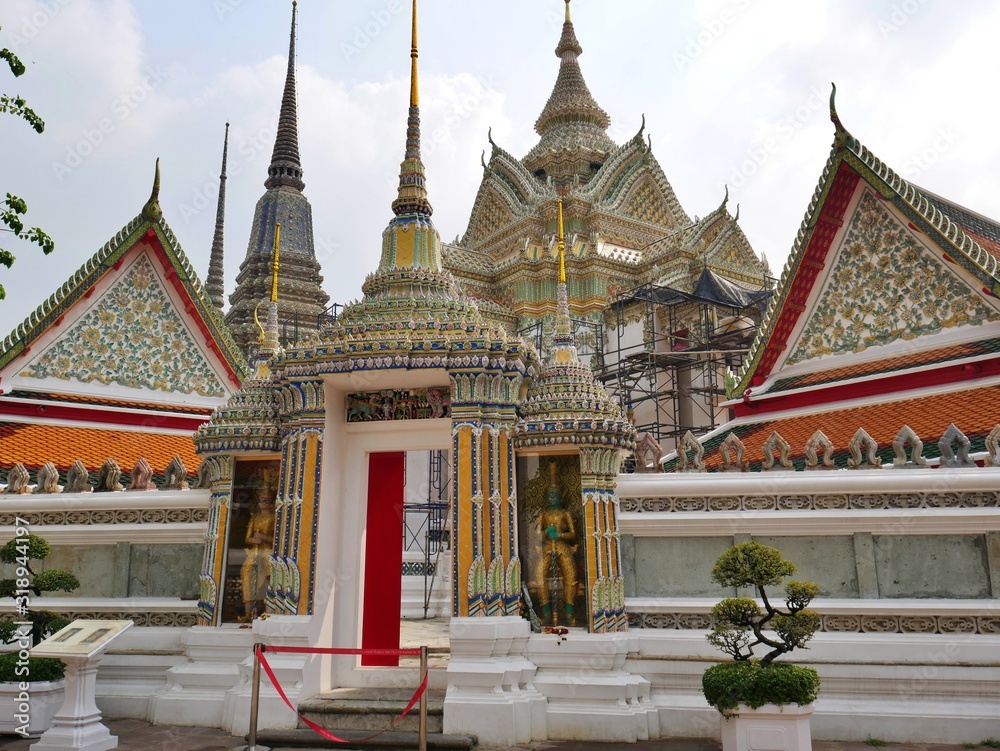 Naklejka premium Wat Pho Temple Area in Bangkok, Thailand