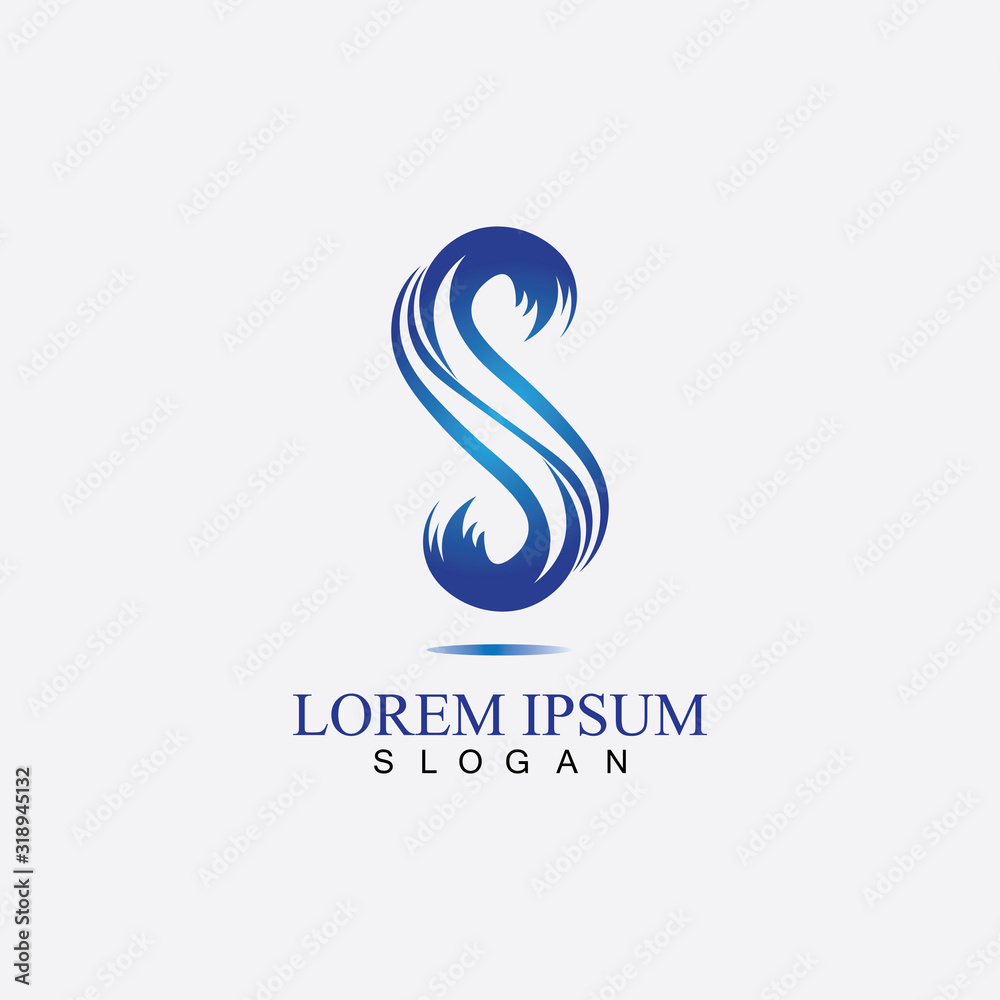 Fototapeta premium S letter water splash logo design template
