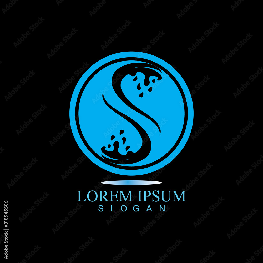 S letter water splash logo design template S letter water splash logo design template