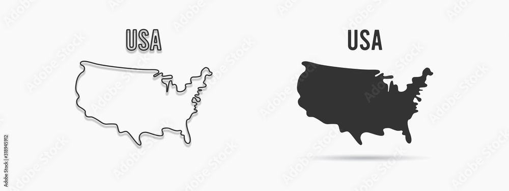 Fototapeta Cartoon Mapy Stanów Zjednoczonych Ameryki Ilustracji Wektorowych