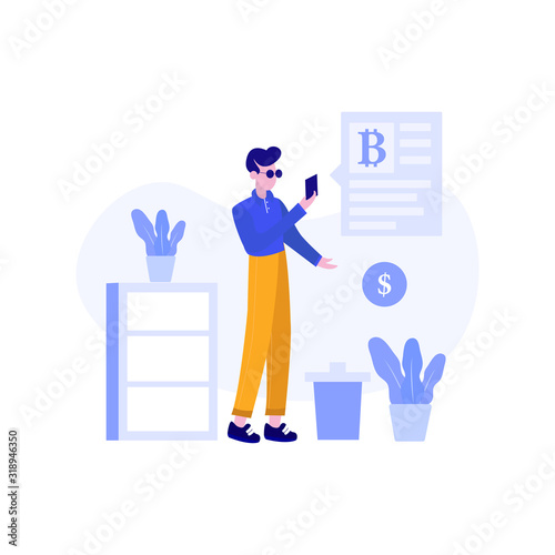 customers use and enjoy internet and mobile banking services vector illustration