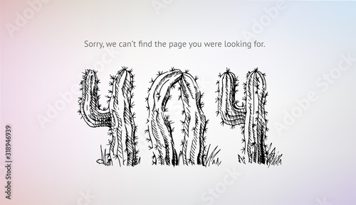 404 web page, broken link, cactus and desert landscape