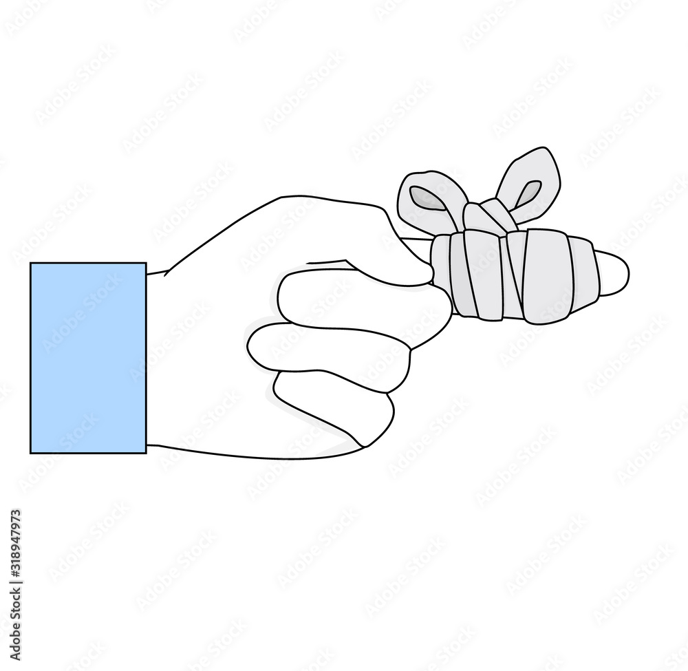 the finger on the hand is bandaged. finger damage. vector illustration. the finger on the hand is bandaged. finger damage. vector illustration.