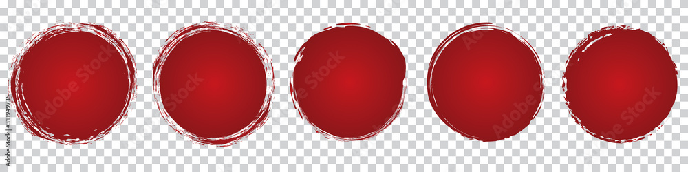red round brush painted circle banner on transparent background - obrazy, fototapety, plakaty 