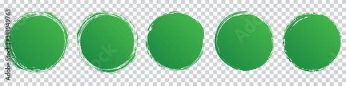 green round brush painted circle banner on transparent background