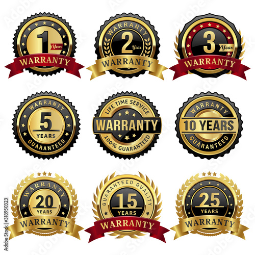 set of warranty badges and labels photo