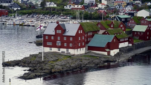 Capital city Torshavn in Faroe Islands in North Atlantic. Urban scene of scandinavian.