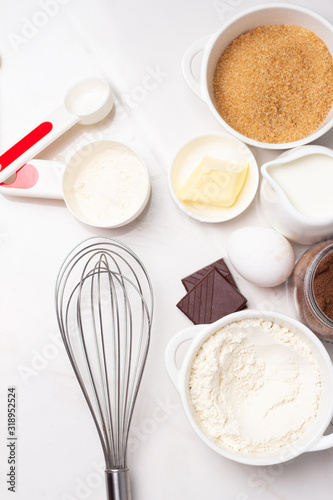 baking tools and products on a white background
