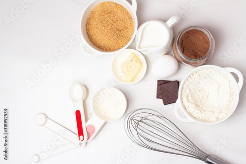 baking tools and products on a white background close-up