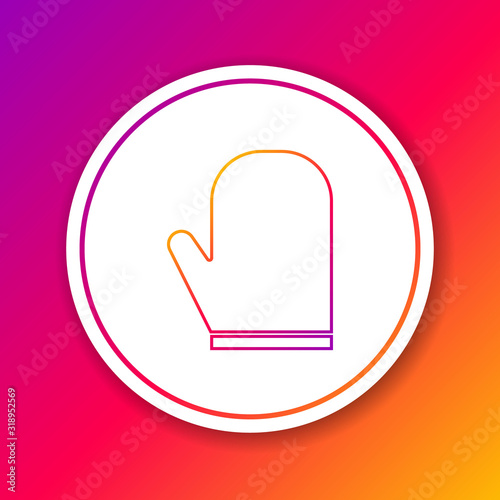 Color line Oven glove icon isolated on color background. Kitchen potholder sign. Cooking glove. Circle white button. Vector Illustration