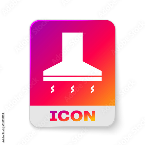 White Kitchen extractor fan icon isolated on white background. Cooker hood. Kitchen exhaust. Household appliance. Rectangle color button. Vector Illustration