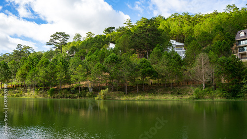  Lake in the city of Dalat between the mountains.