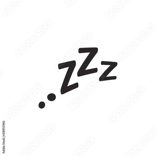 Sleepy zzz black text with on white background.