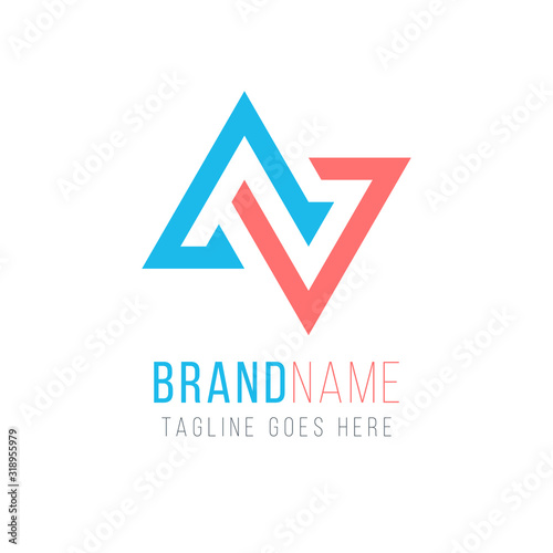AV VA A V initial based letter icon geometric logo. Technology business identity concept. Creative corporate template. Stock Vector illustration isolated on white background.