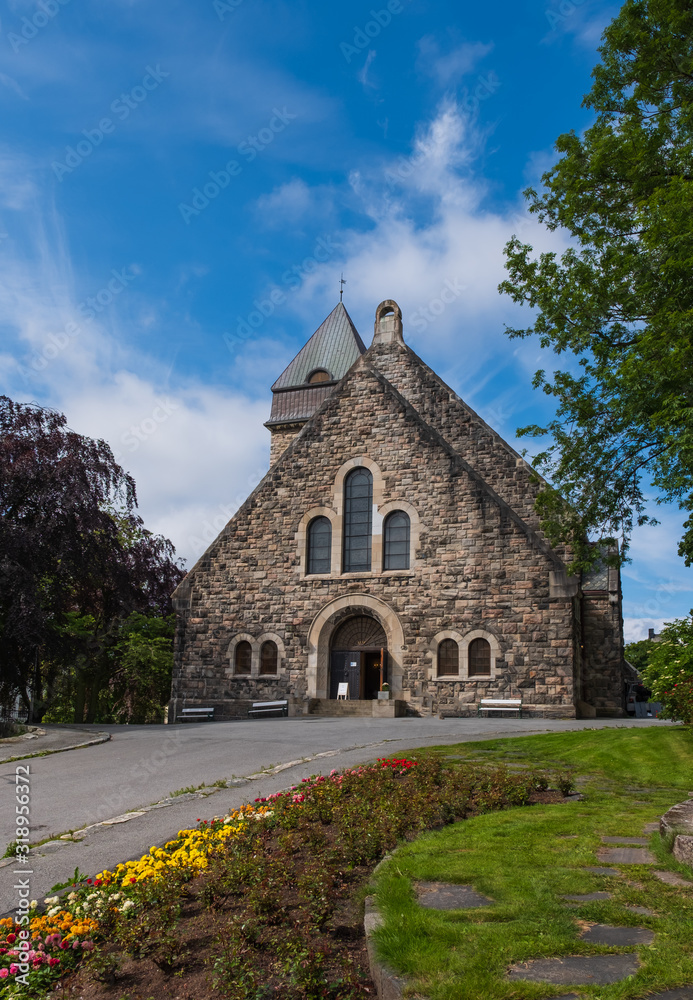 Alesund, Norway - july 2019 Alesund Kirke in sunny summer day