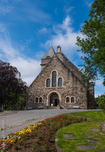 Alesund, Norway - july 2019 Alesund Kirke in sunny summer day