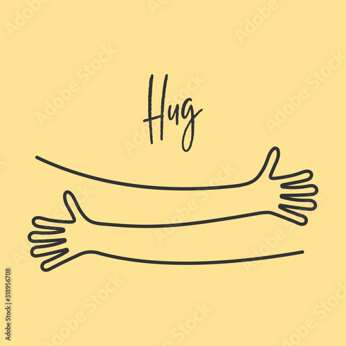 Simple line creating hug drawing. Vector illustration