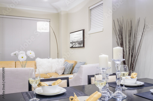 Modern dining room in luxury house.