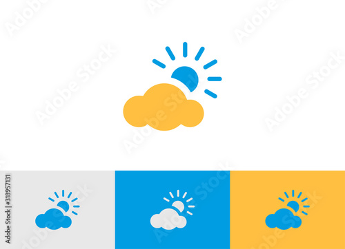Cloud and sun icon - cloud sunset icon vector