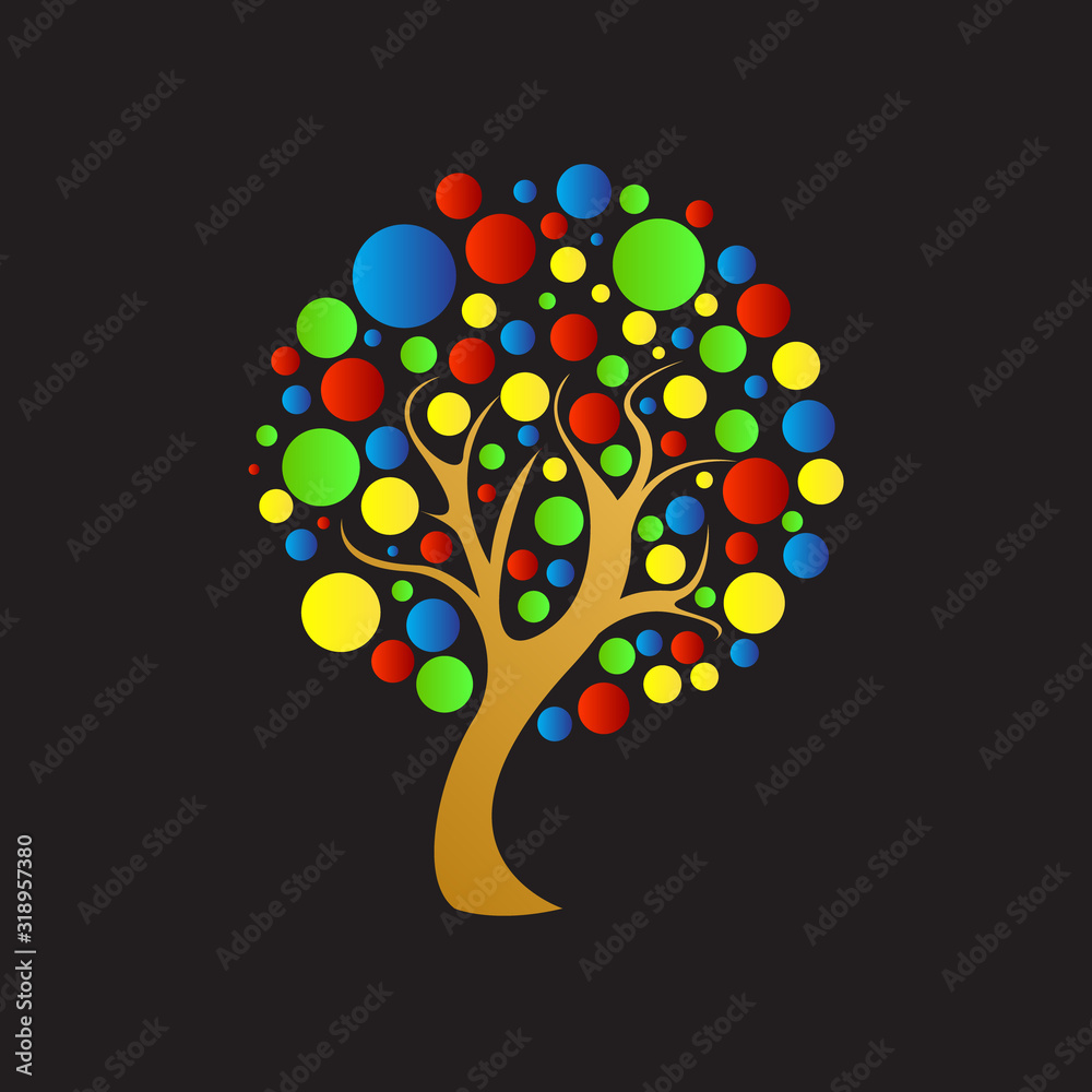 Colorful tree illustration vector design