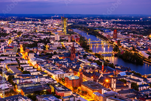 Aerial view over over Frankfurt at night © manfredxy