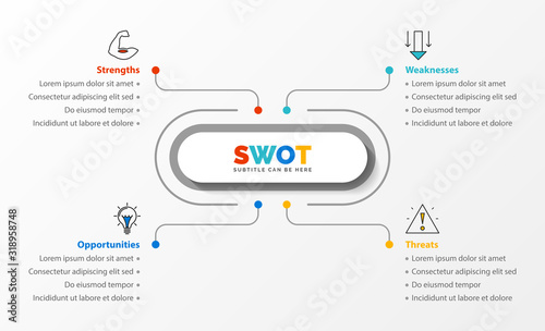 SWOT Analysis. Infographic with four steps. Vector