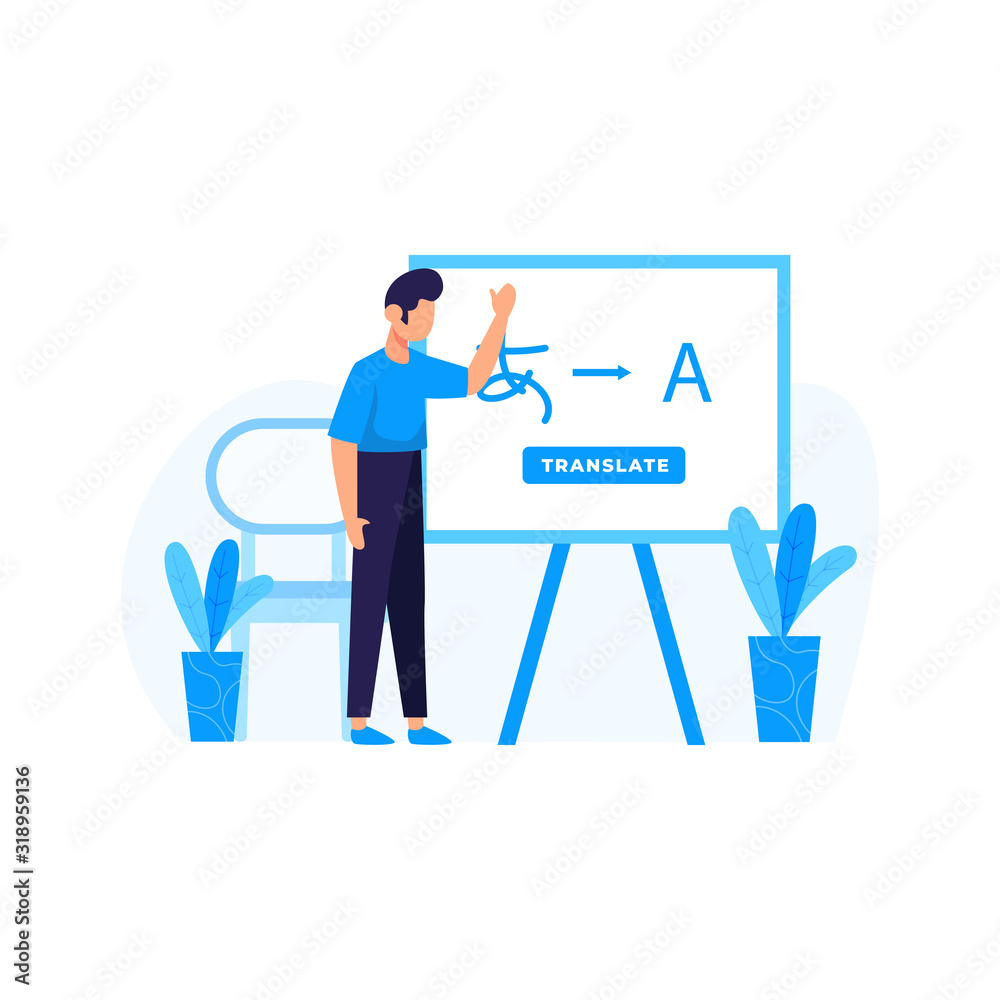 Translators translate articles, teach and communicate using foreign languages vector illustration Translators translate articles, teach and communicate using foreign languages vector illustration