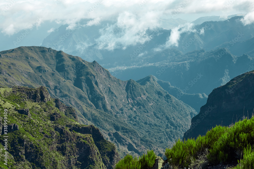 Hills and rocky mountains of Madeira Portugal