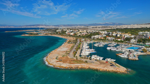 Aerial drone photo of famous seaside area and port of Glyfada, Athens riviera, Attica, Greece © aerial-drone