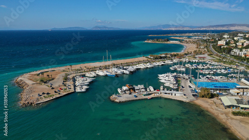 Aerial drone photo of famous seaside area and port of Glyfada, Athens riviera, Attica, Greece © aerial-drone