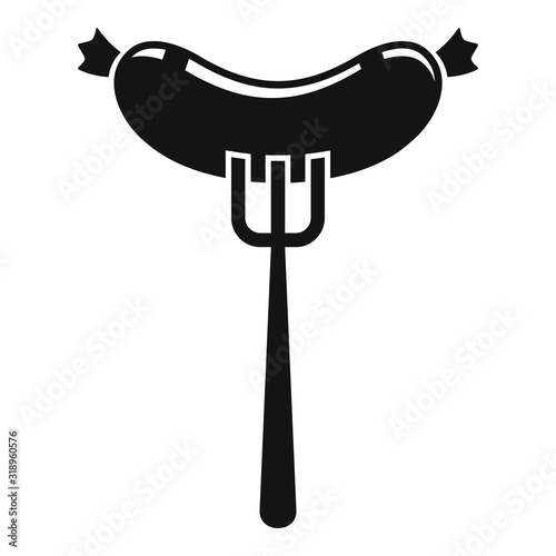 Sausage on fork icon. Simple illustration of sausage on fork vector icon for web design isolated on white background