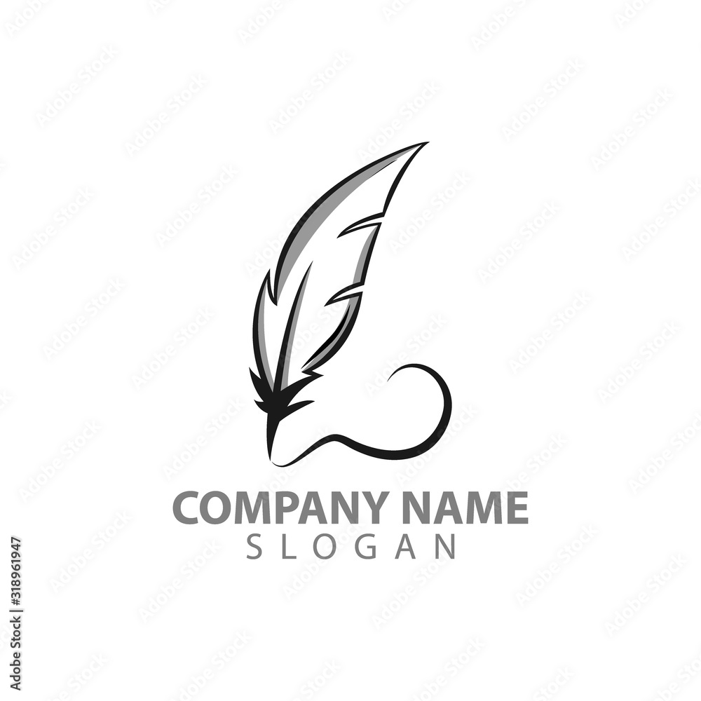 Feather Logo Design Vector Template With Eps 10 Isolated In White Colour Feather Logo Design Vector Template With Eps 10 Isolated In White Colour