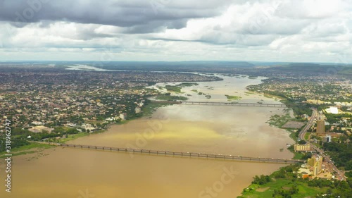 Africa Mali City and River Aerial View 10