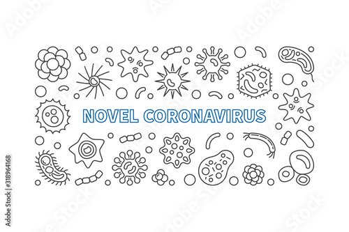 Novel Coronavirus vector concept outline horizontal illustration