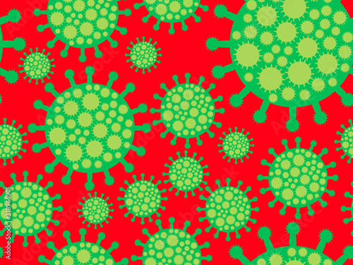 Bacteria seamless pattern. Coronavirus 2019-nCoV, middle east respiratory syndrome .Vector illustration