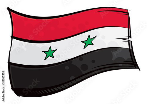 Painted Syria flag waving in wind