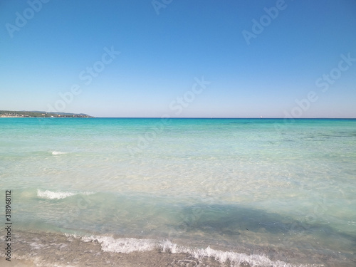 Fototapeta Naklejka Na Ścianę i Meble -  Blue water of Tyrrhenian sea in Vada, Tuscany, Italy.