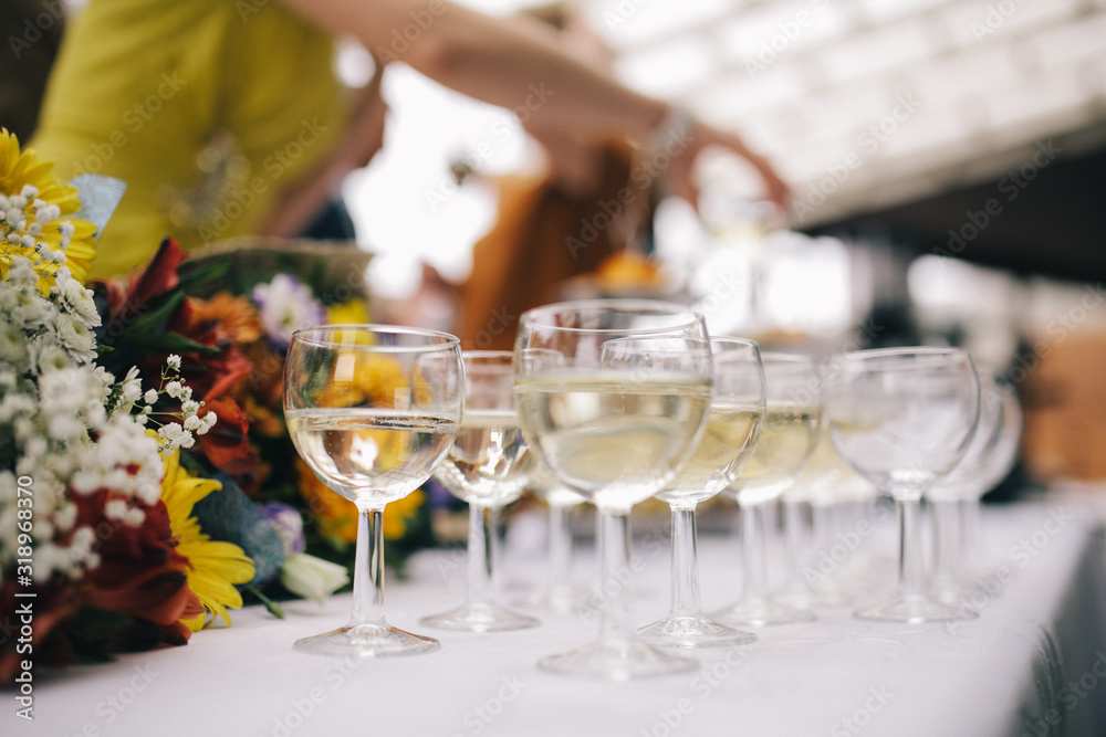 reception. glasses of champagne