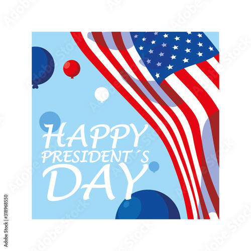 label happy president day, greeting card, United States of America celebration