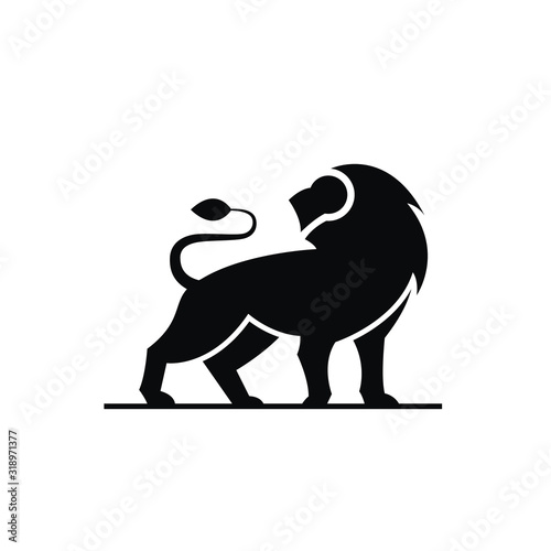 Lion silhouette. Evil Lion. black lion silhouette concept with beautiful mane and tail on white background isolated vector illustration. 