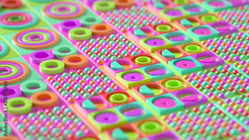 Fototapeta premium Beautiful colorful vibrant pattern. 3d illustration, 3d rendering.